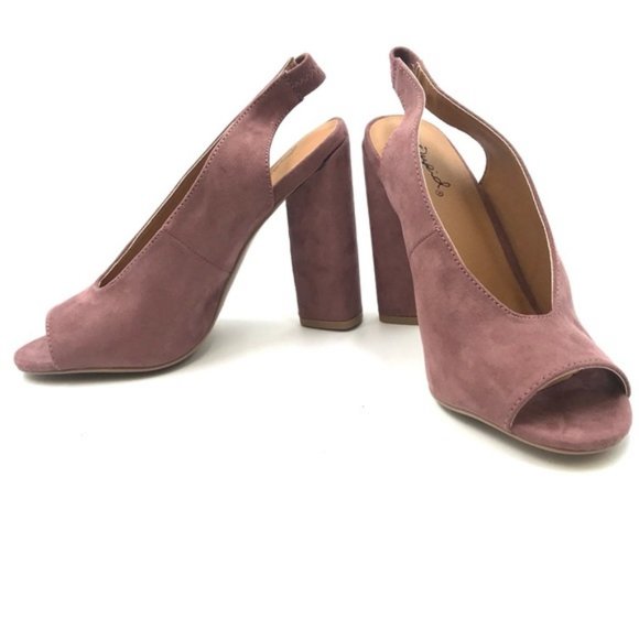 Mauve Faux Suede Slingback Heels - Picture 6 of 7